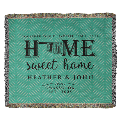 Personalized Oklahoma State Woven Blanket – Custom Home Gift for Couples