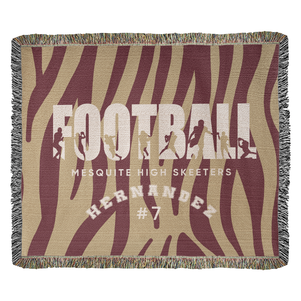 Personalized Football Player Woven Blanket Throw – Custom Athlete Gift