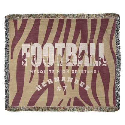 Personalized Football Player Woven Blanket Throw – Custom Athlete Gift