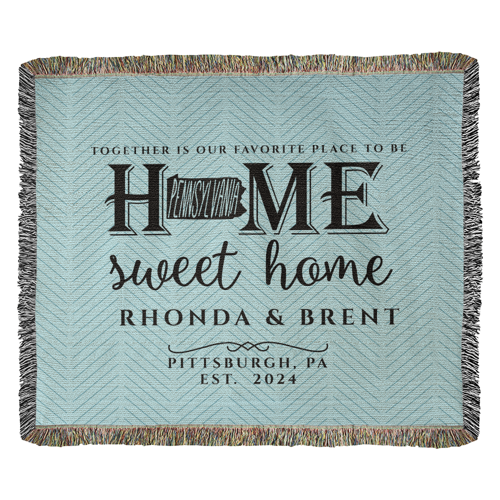 Personalized Pennsylvania State Woven Blanket – Custom Home Gift for Couples