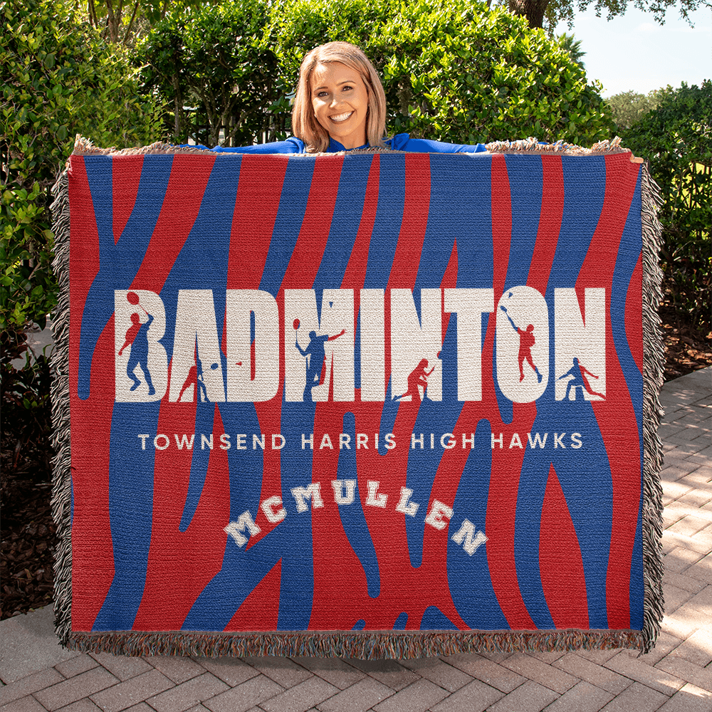 Personalized Badminton Woven Blanket Throw – Custom Badminton Player Gift