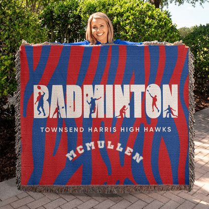 Personalized Badminton Woven Blanket Throw – Custom Badminton Player Gift