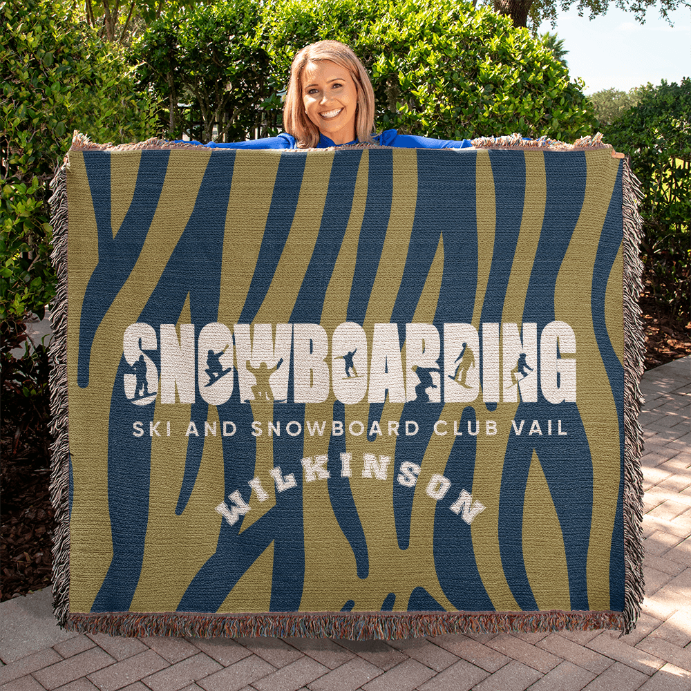 Personalized Snowboarding Woven Blanket Throw – Custom Snowboarder Gift
