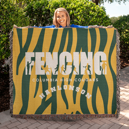 Personalized Fencing Woven Blanket Throw – Custom Fencer Athlete Gift