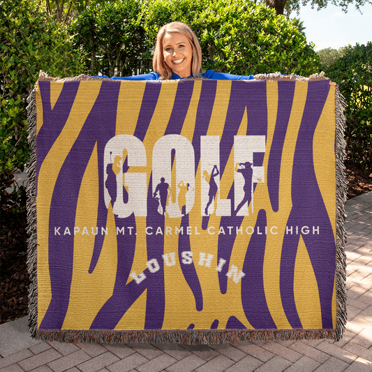 Personalized Golf Woven Blanket Throw – Custom Golfer Gift