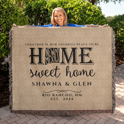 Personalized New Mexico State Woven Blanket – Custom Home Gift for Couples