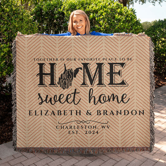 Personalized West Virginia State Woven Blanket – Custom Home Throw for Couples