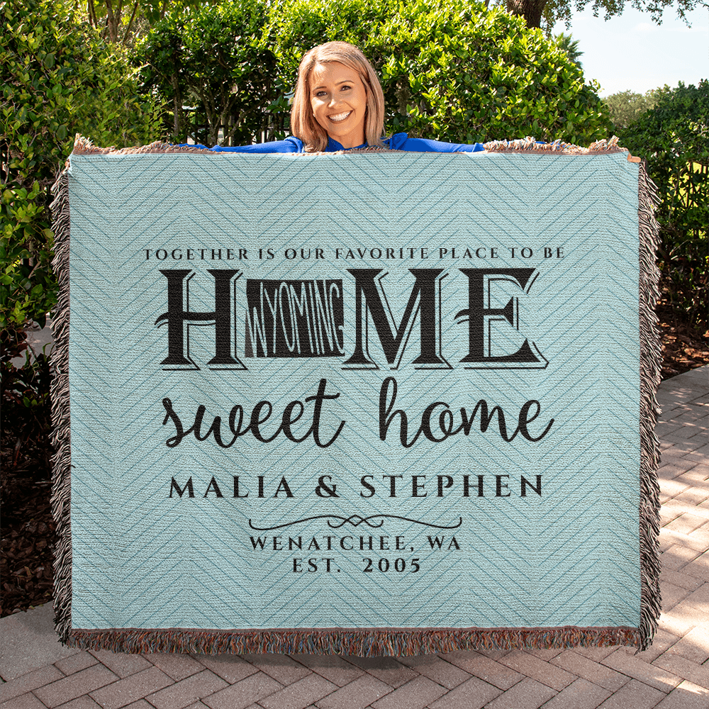 Personalized Washington State Woven Blanket – Custom Home Throw for Couples
