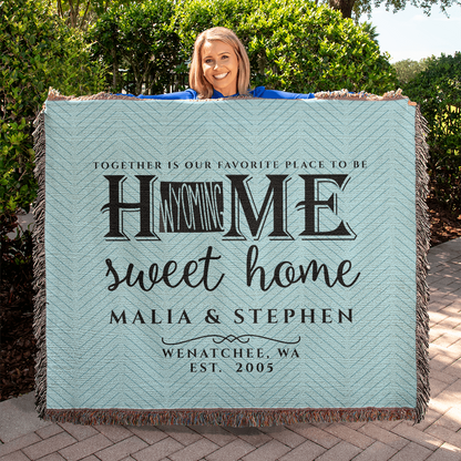 Personalized Washington State Woven Blanket – Custom Home Throw for Couples