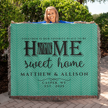 Personalized Wyoming State Woven Blanket – Custom Throw for Couples