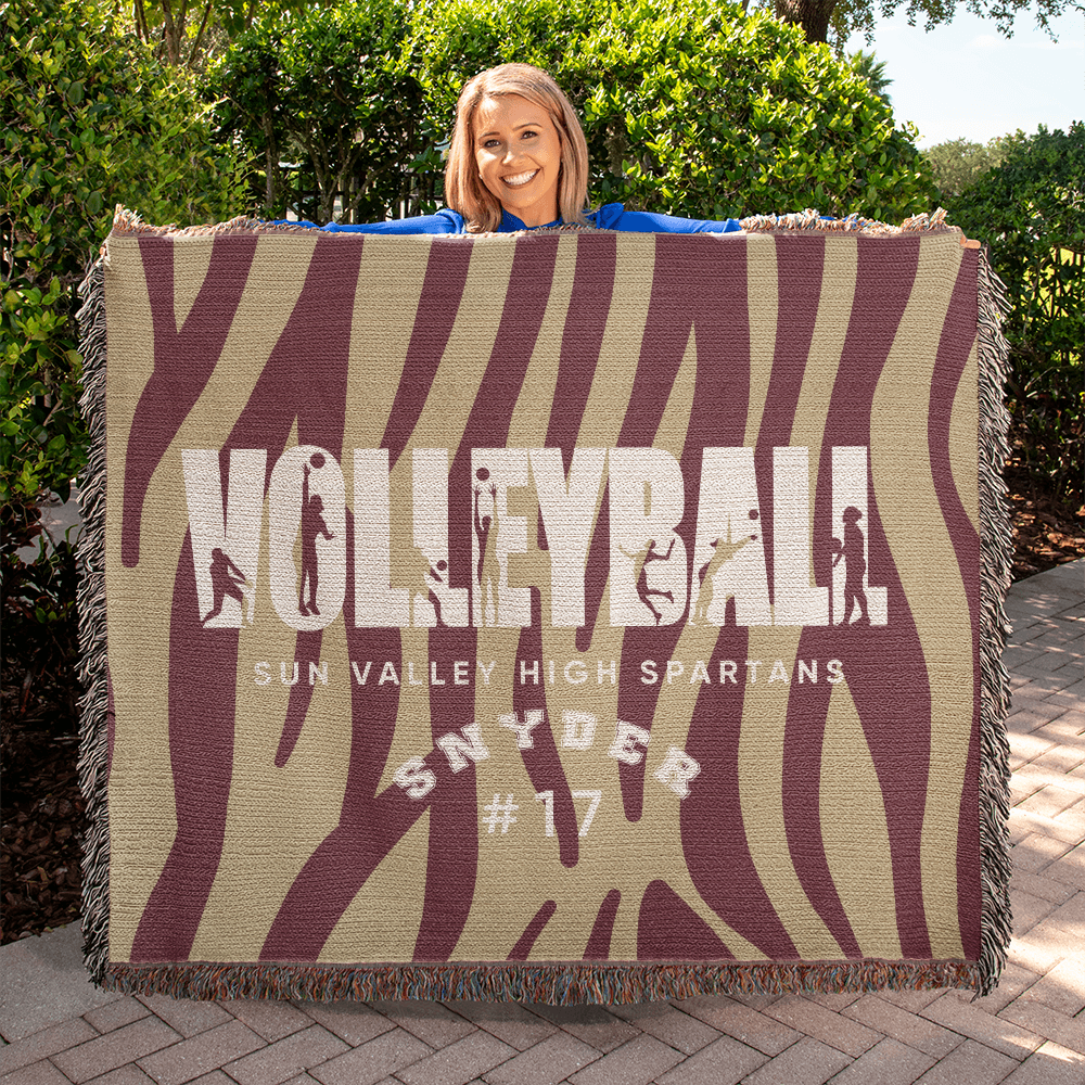 Personalized Volleyball Player Woven Blanket Throw – Custom Athlete Gift
