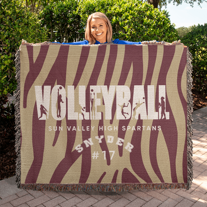 Personalized Volleyball Player Woven Blanket Throw – Custom Athlete Gift