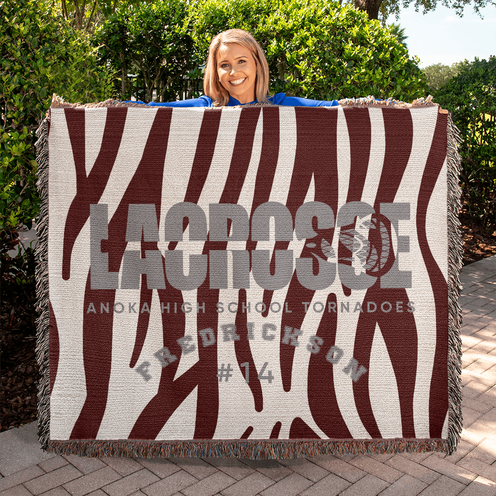 Personalized Lacrosse Player Woven Blanket Throw – Custom Athlete Gift