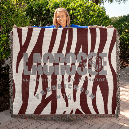 Personalized Lacrosse Player Woven Blanket Throw – Custom Athlete Gift