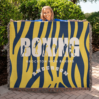 Personalized Boxing Woven Blanket Throw – Custom Boxer Gift