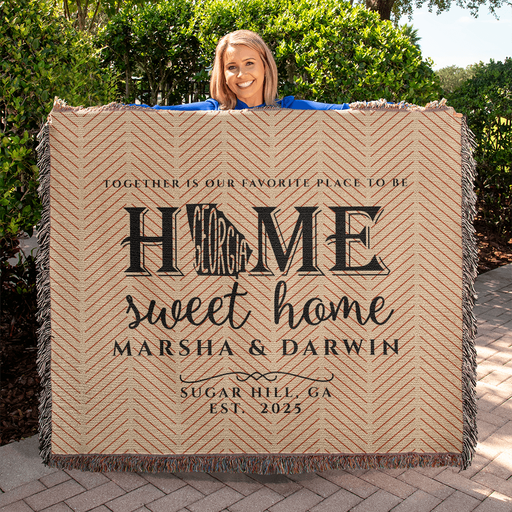 Personalized Georgia Woven Blanket – Custom Home State Throw with Name & Location
