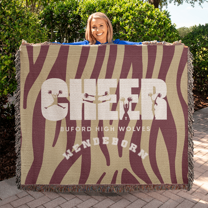 Personalized Cheer Team Woven Blanket Throw – Custom Cheerleader Gift