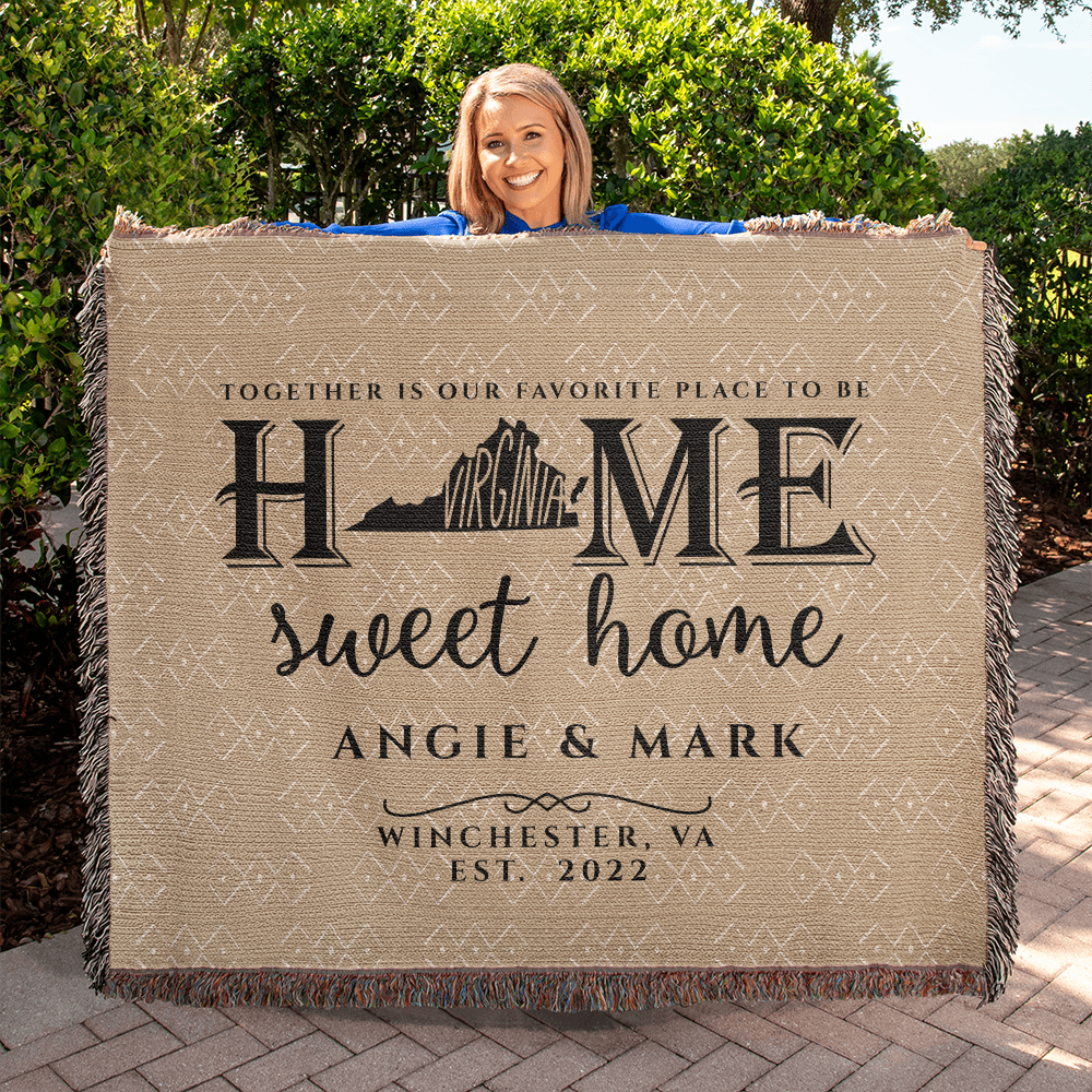 Personalized Virginia State Woven Blanket – Custom Home Throw for Couples