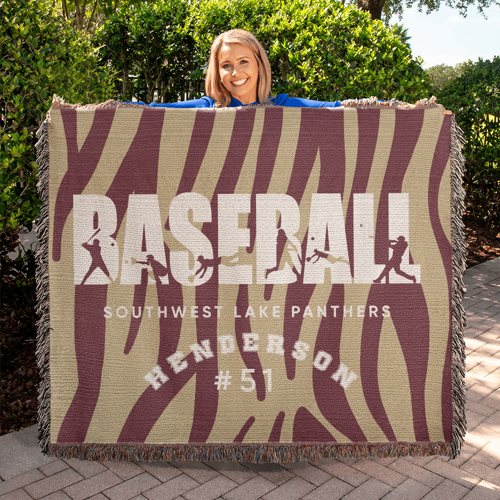 Personalized Baseball Player Woven Blanket Throw – Custom Athlete Gift