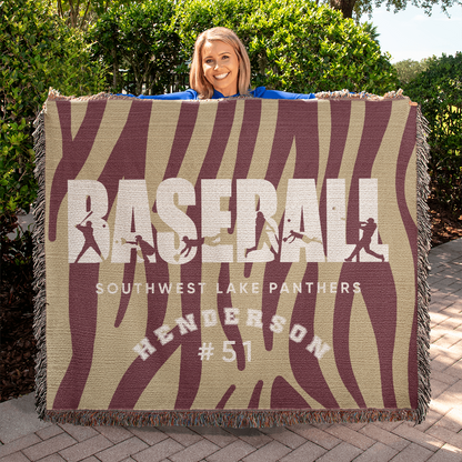 Personalized Baseball Player Woven Blanket Throw – Custom Athlete Gift