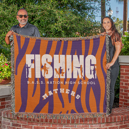 Personalized Fishing Woven Blanket Throw – Custom Outdoor Fisherman Gift