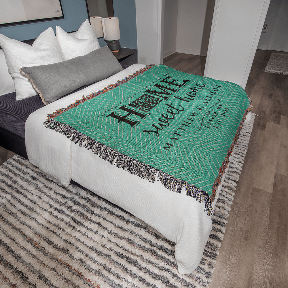 Personalized Wyoming State Woven Blanket – Custom Throw for Couples