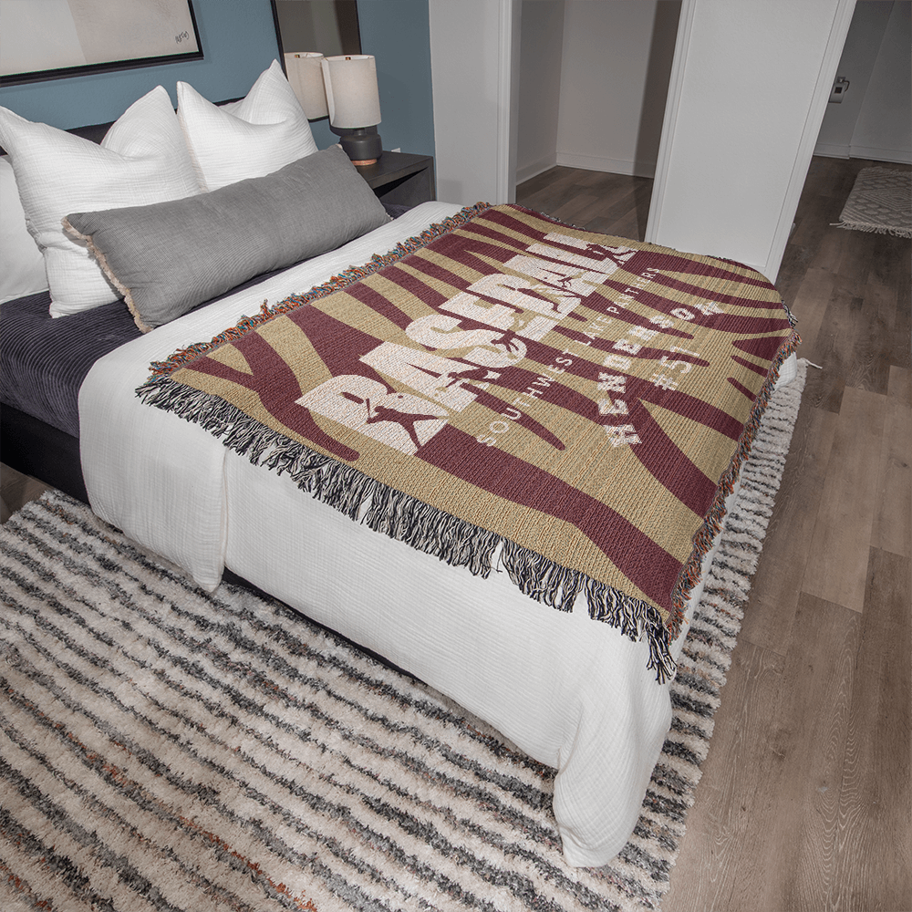 Personalized Baseball Player Woven Blanket Throw – Custom Athlete Gift
