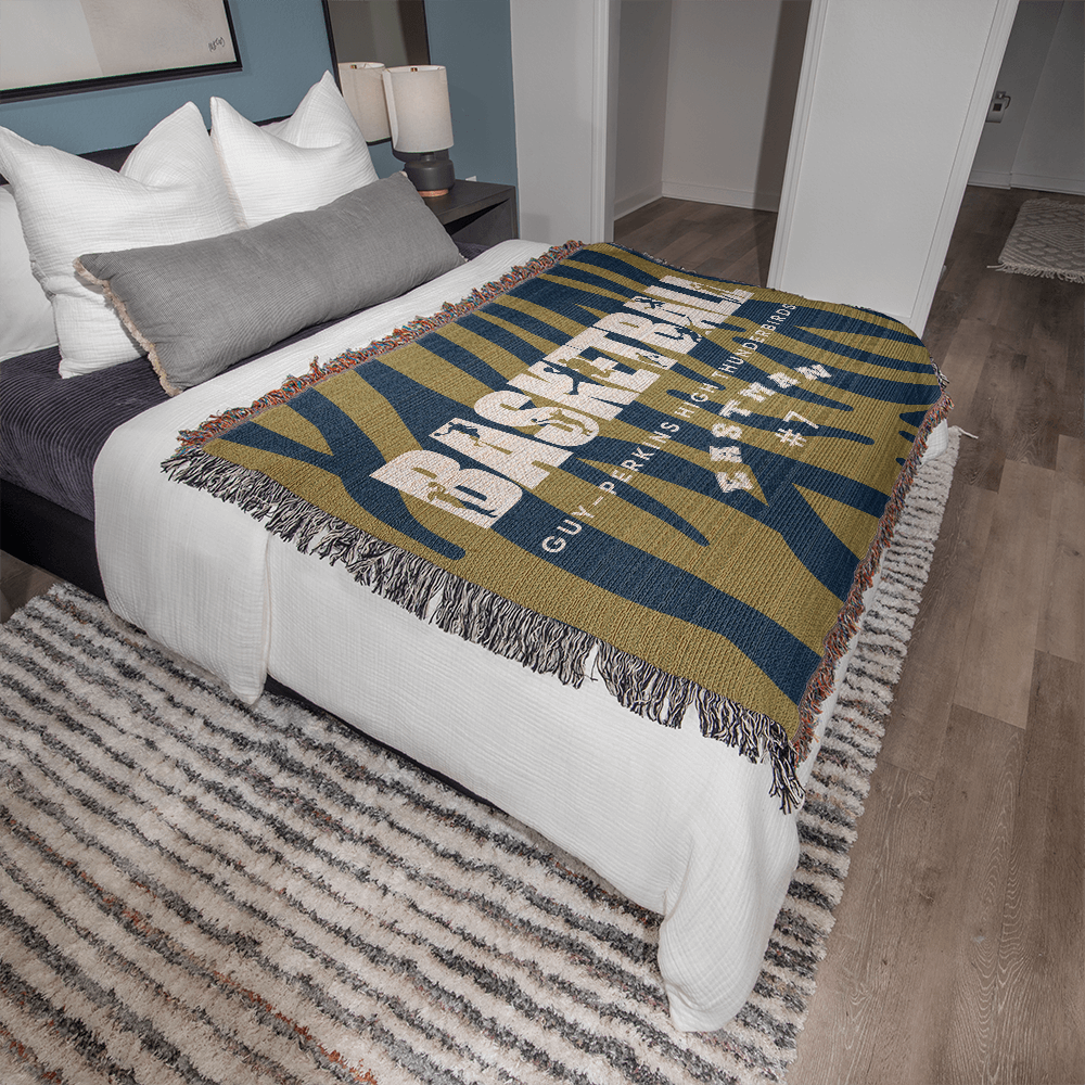 Personalized Basketball Player Woven Blanket Throw – Custom Athlete Gift