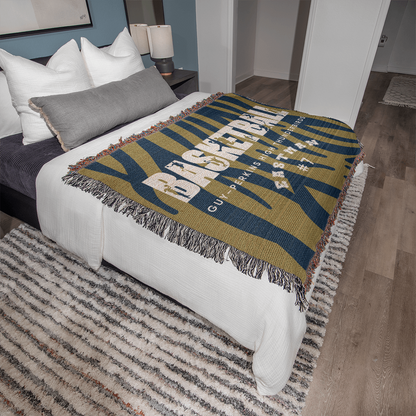 Personalized Basketball Player Woven Blanket Throw – Custom Athlete Gift