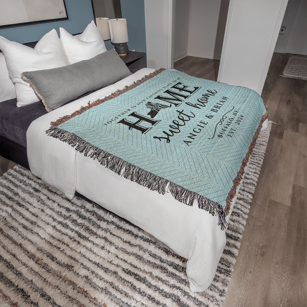 Personalized New York State Woven Blanket – Custom Home Gift for Couples