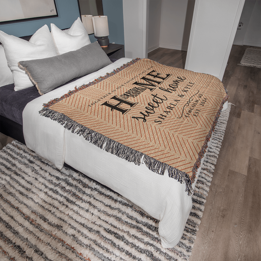 Personalized Nebraska Woven Blanket – Custom State Throw for Couples