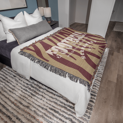 Personalized Football Player Woven Blanket Throw – Custom Athlete Gift