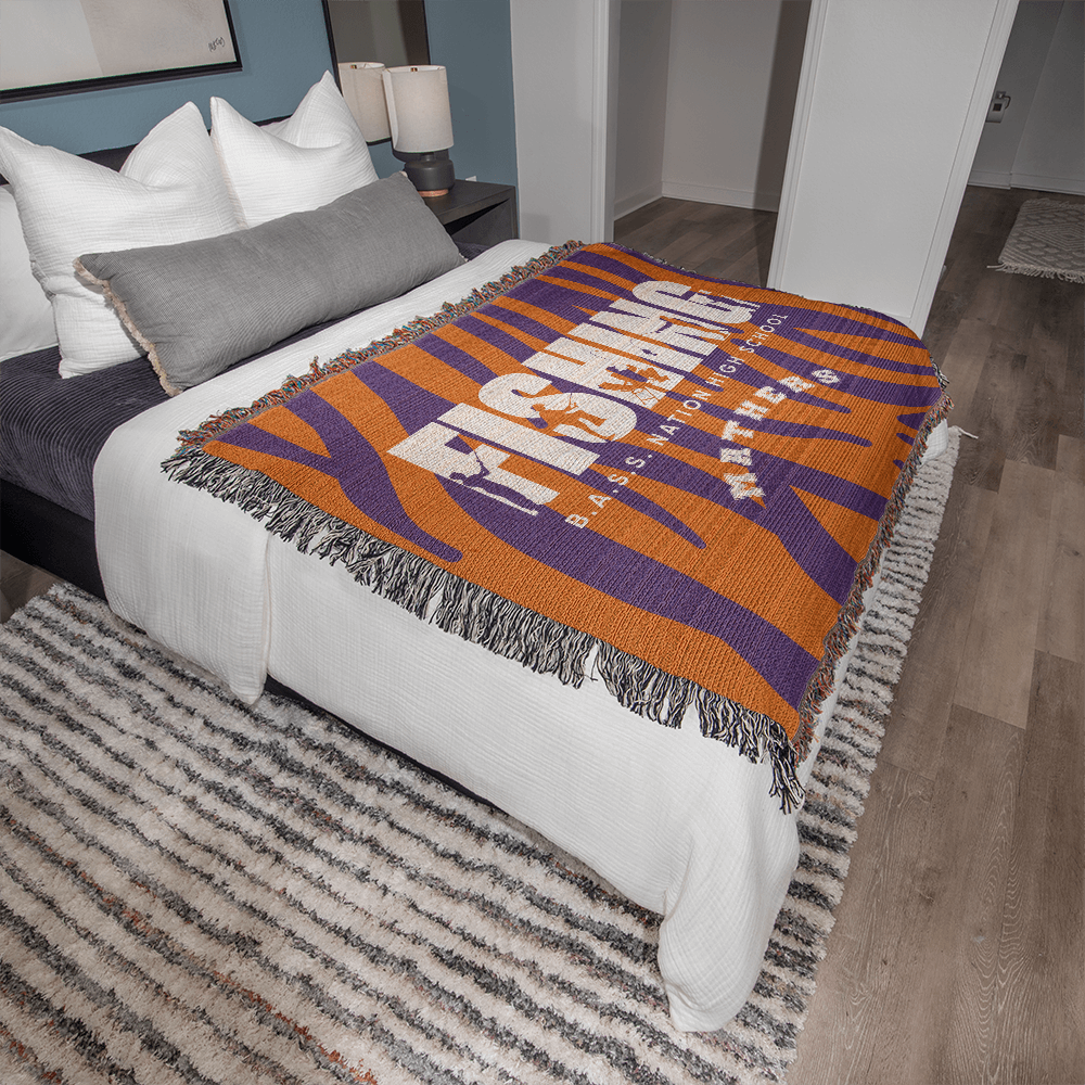 Personalized Fishing Woven Blanket Throw – Custom Outdoor Fisherman Gift