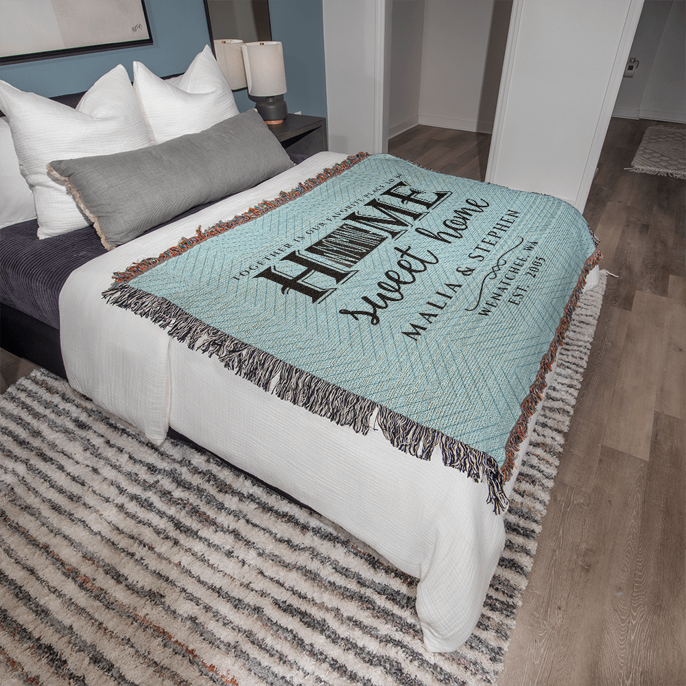 Personalized Washington State Woven Blanket – Custom Home Throw for Couples