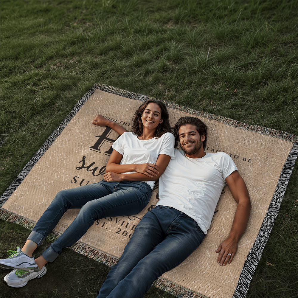Personalized Missouri Woven Blanket – Custom Cotton Throw with Names, City & Date