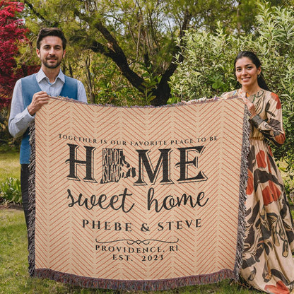 Personalized Rhode Island State Woven Blanket – Custom Home Gift for Couples