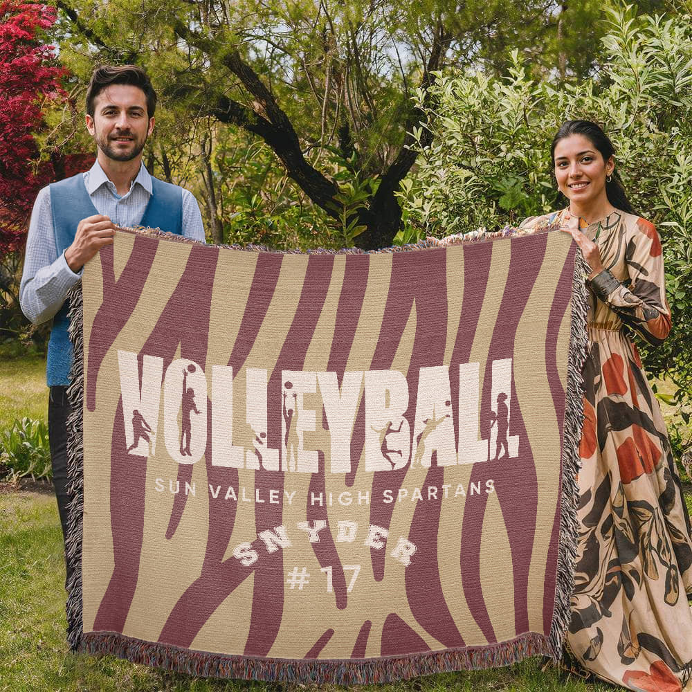 Personalized Volleyball Player Woven Blanket Throw – Custom Athlete Gift