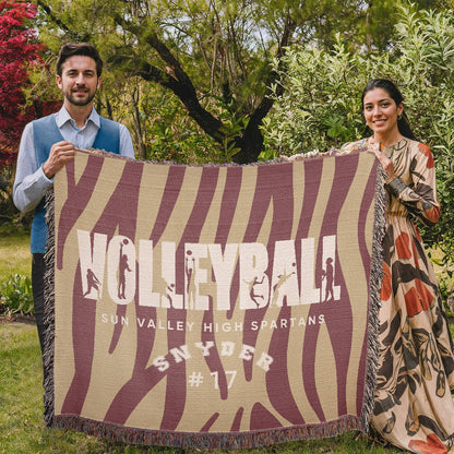 Personalized Volleyball Player Woven Blanket Throw – Custom Athlete Gift
