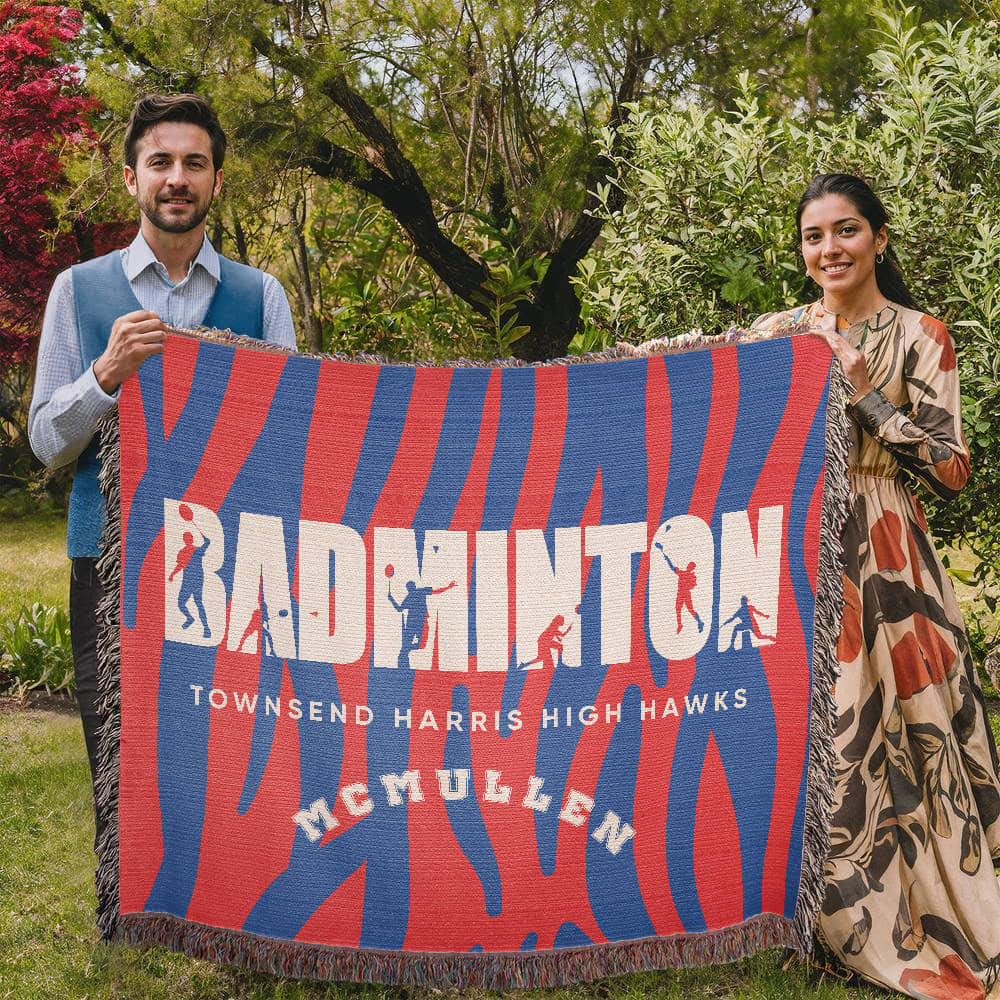 Personalized Badminton Woven Blanket Throw – Custom Badminton Player Gift