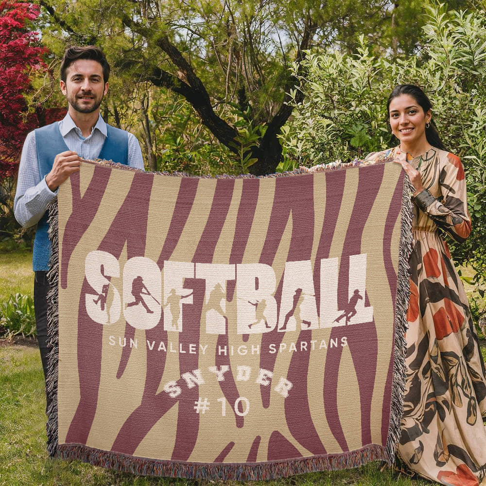 Personalized Softball Player Woven Blanket Throw – Custom Athlete Gift