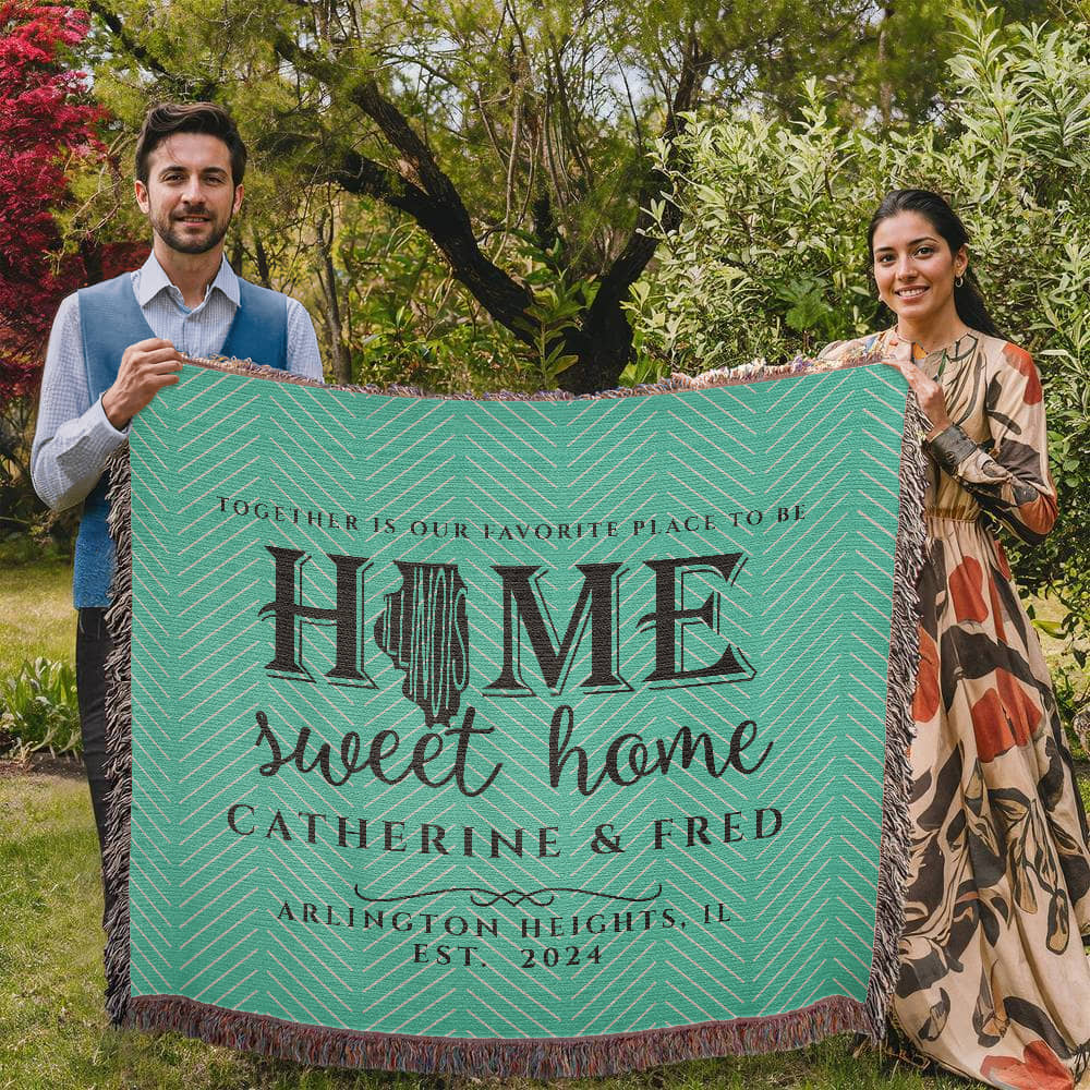 Personalized Illinois Woven Blanket – Custom Home State Throw with Name & Location