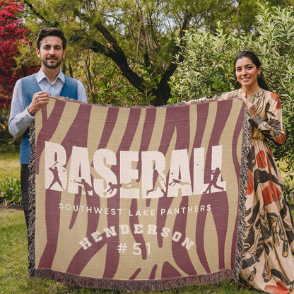 Personalized Baseball Player Woven Blanket Throw – Custom Athlete Gift