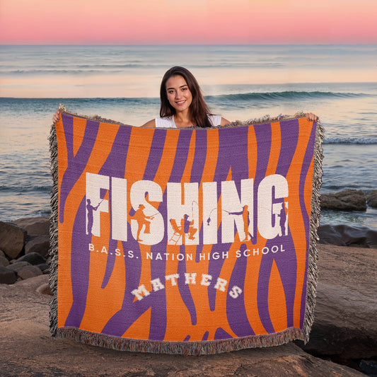 Personalized Fishing Woven Blanket Throw – Custom Outdoor Fisherman Gift