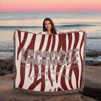 Personalized Lacrosse Player Woven Blanket Throw – Custom Athlete Gift