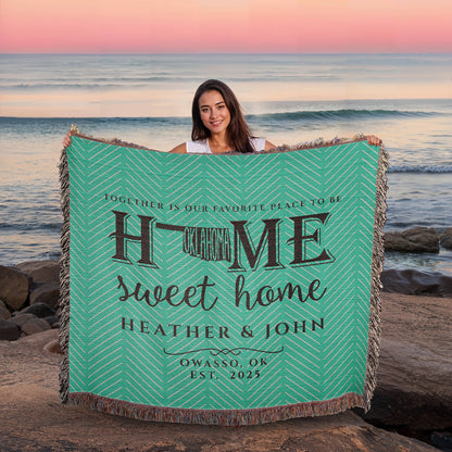 Personalized Oklahoma State Woven Blanket – Custom Home Gift for Couples