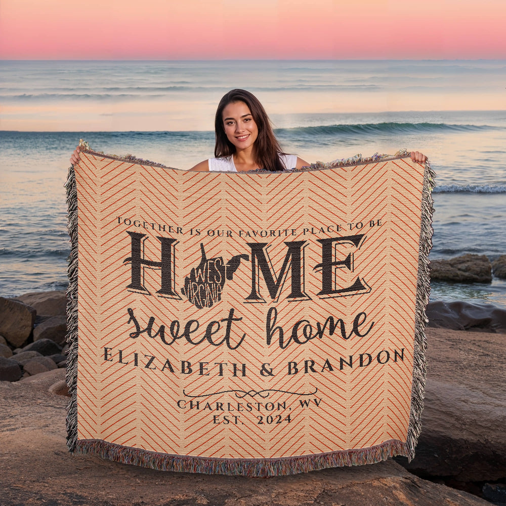 Personalized West Virginia State Woven Blanket – Custom Home Throw for Couples