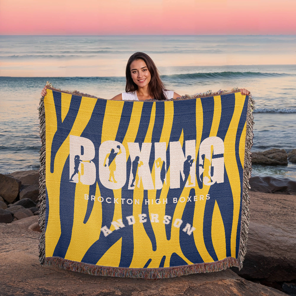 Personalized Boxing Woven Blanket Throw – Custom Boxer Gift