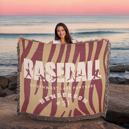 Personalized Baseball Player Woven Blanket Throw – Custom Athlete Gift