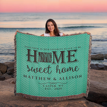 Personalized Wyoming State Woven Blanket – Custom Throw for Couples