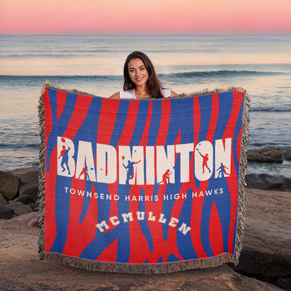 Personalized Badminton Woven Blanket Throw – Custom Badminton Player Gift
